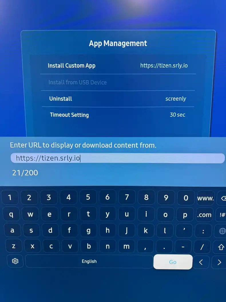 Samsung App Management Page