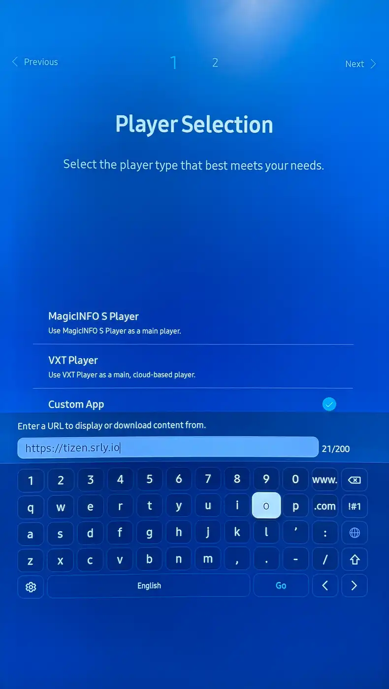 Samsung Player Selection Menu