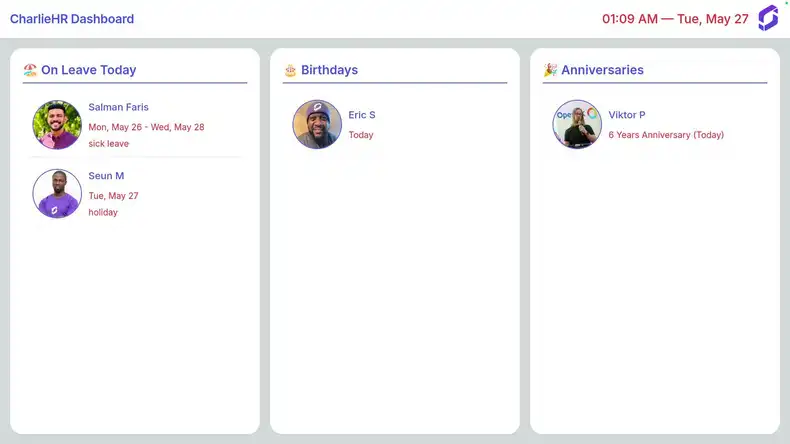 CharlieHR Dashboard App